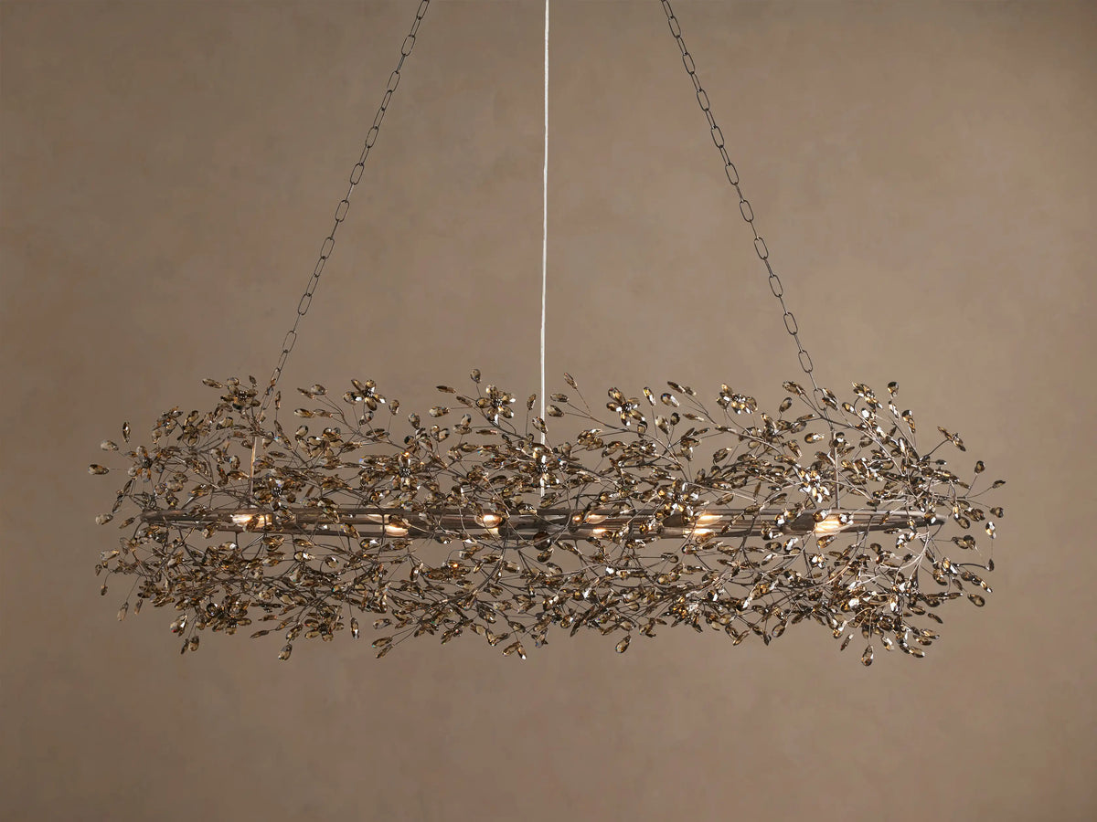 66" Fiore Oval Chandelier in Bronze with Smoke Glass