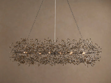 66" Fiore Oval Chandelier in Bronze with Smoke Glass