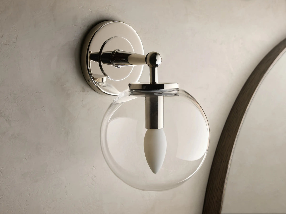 Fulton Sconce in Nickel with Clear Globe (1 of 4)