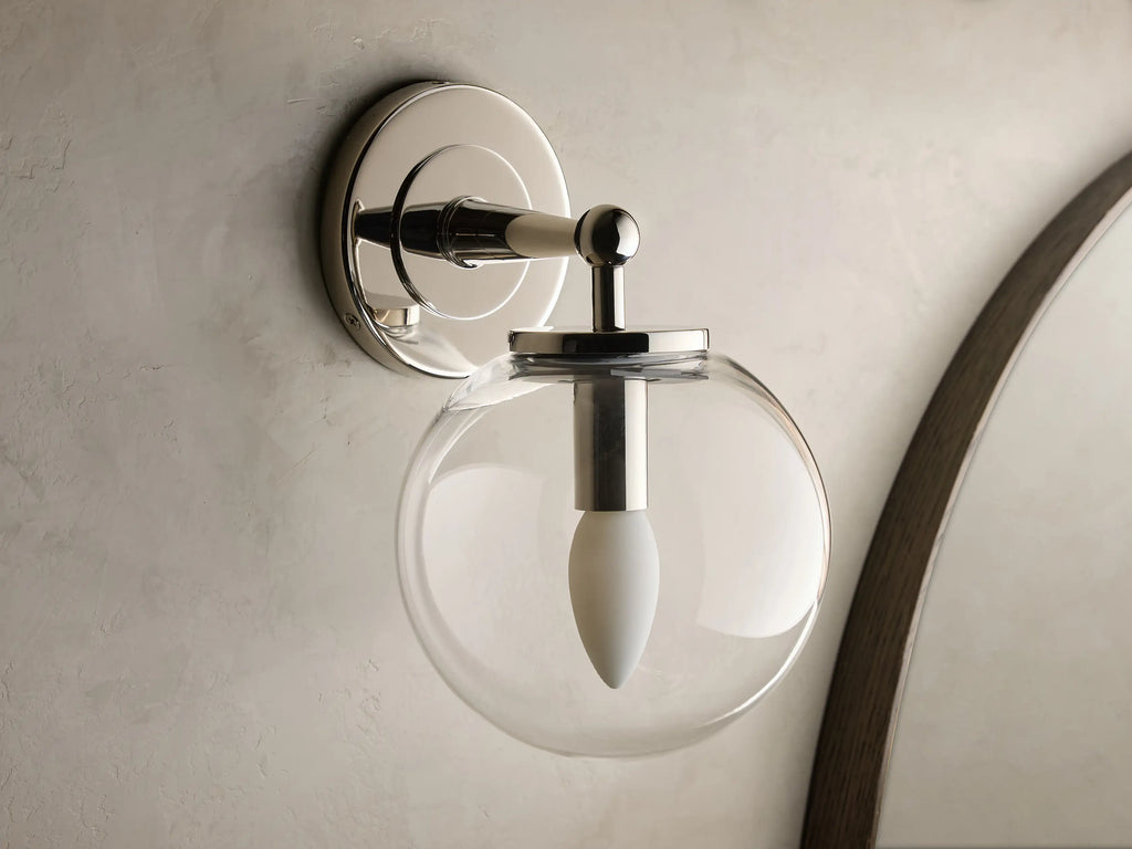 Fulton Sconce in Nickel with Clear Globe (1 of 4)