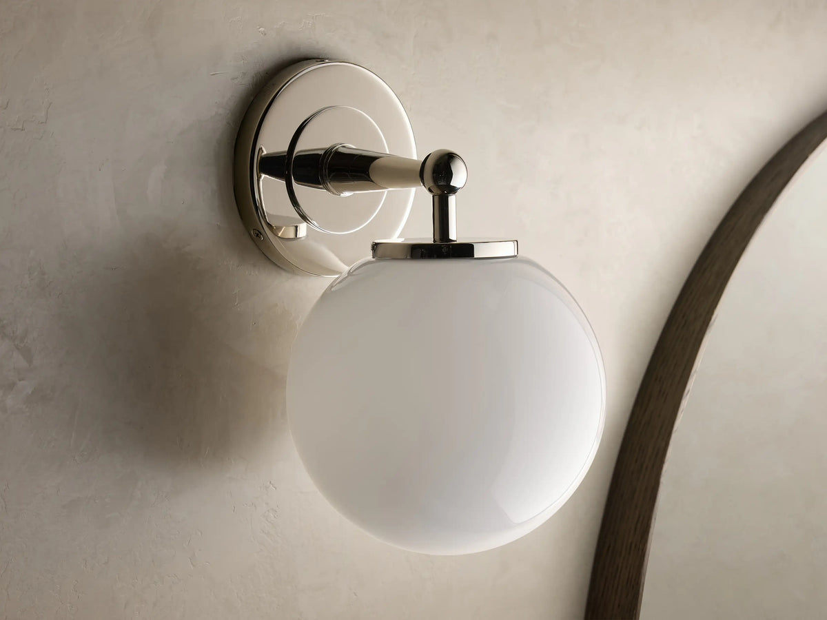 Fulton Sconce in Nickel with Milk Globe (1 of 4)
