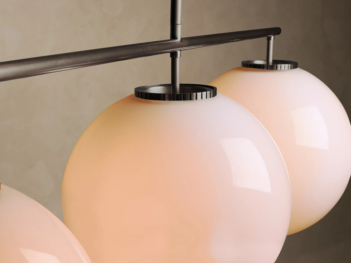 Wescott 54" Linear Chandelier in Bronze with Milk Globes (3 of 4)