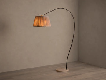 Omari Arc Floor Lamp in Bronze with Beige Ruffle Shade (3 of 5)