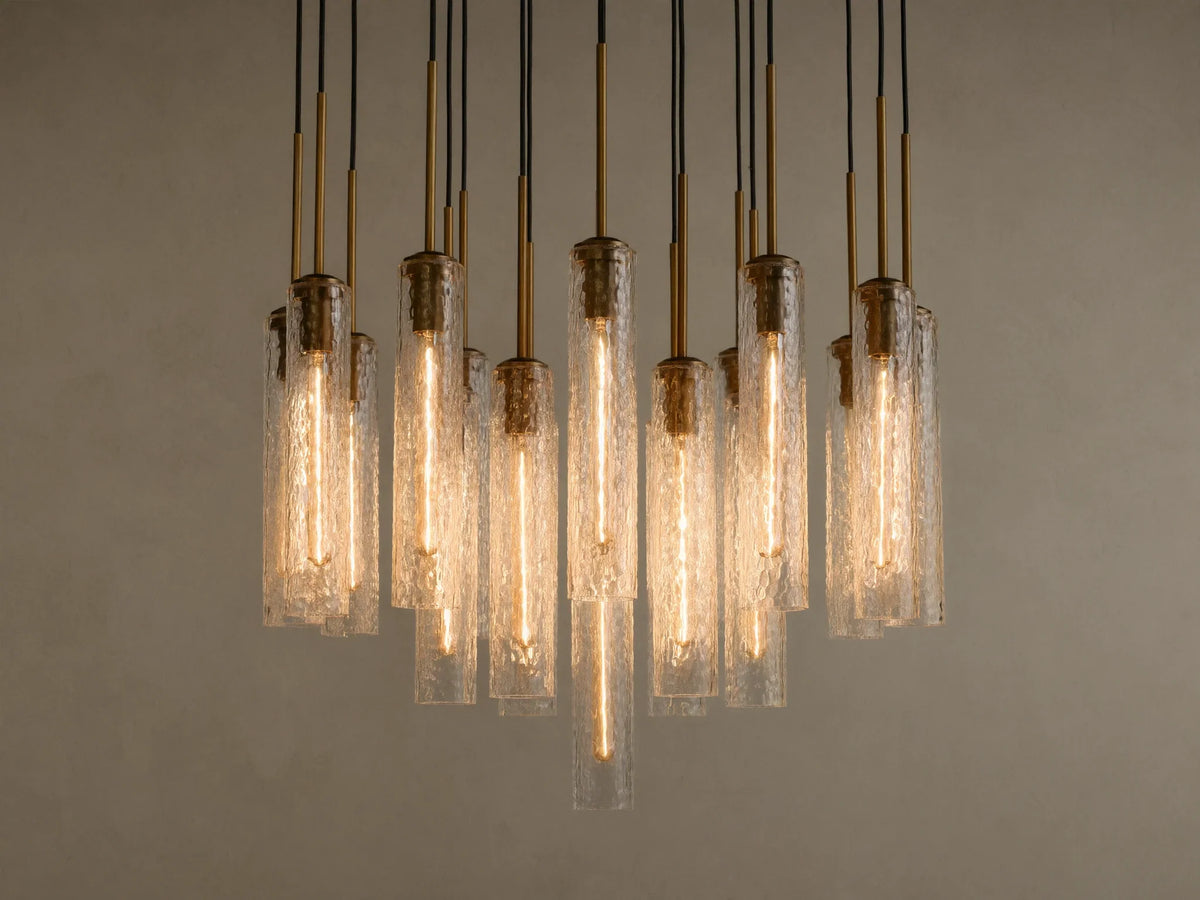 Colleena 36" Round Chandelier with Hammered Glass in Brass (1 of 4)