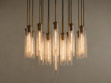 Colleena 36" Round Chandelier with Hammered Glass in Brass (1 of 4)