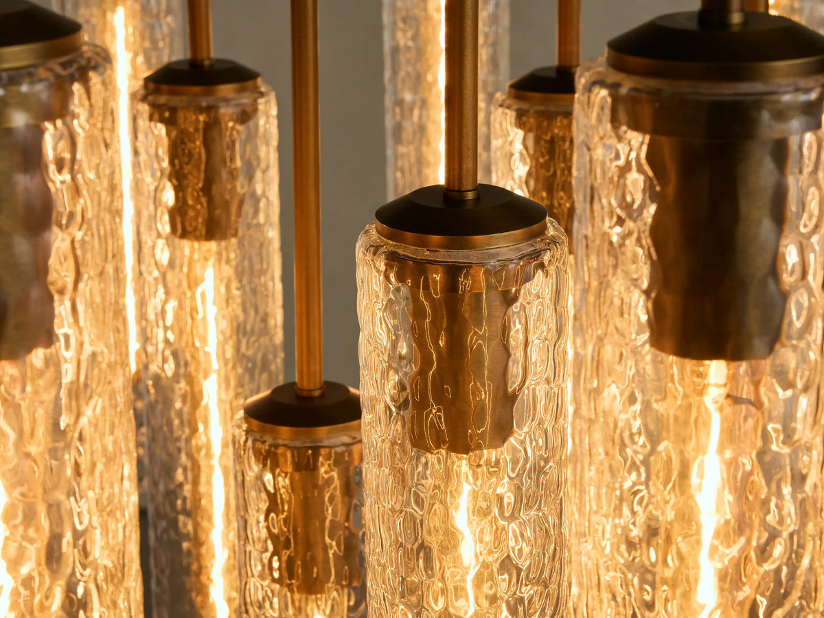 Colleena 36" Round Chandelier with Hammered Glass in Brass (1 of 4)