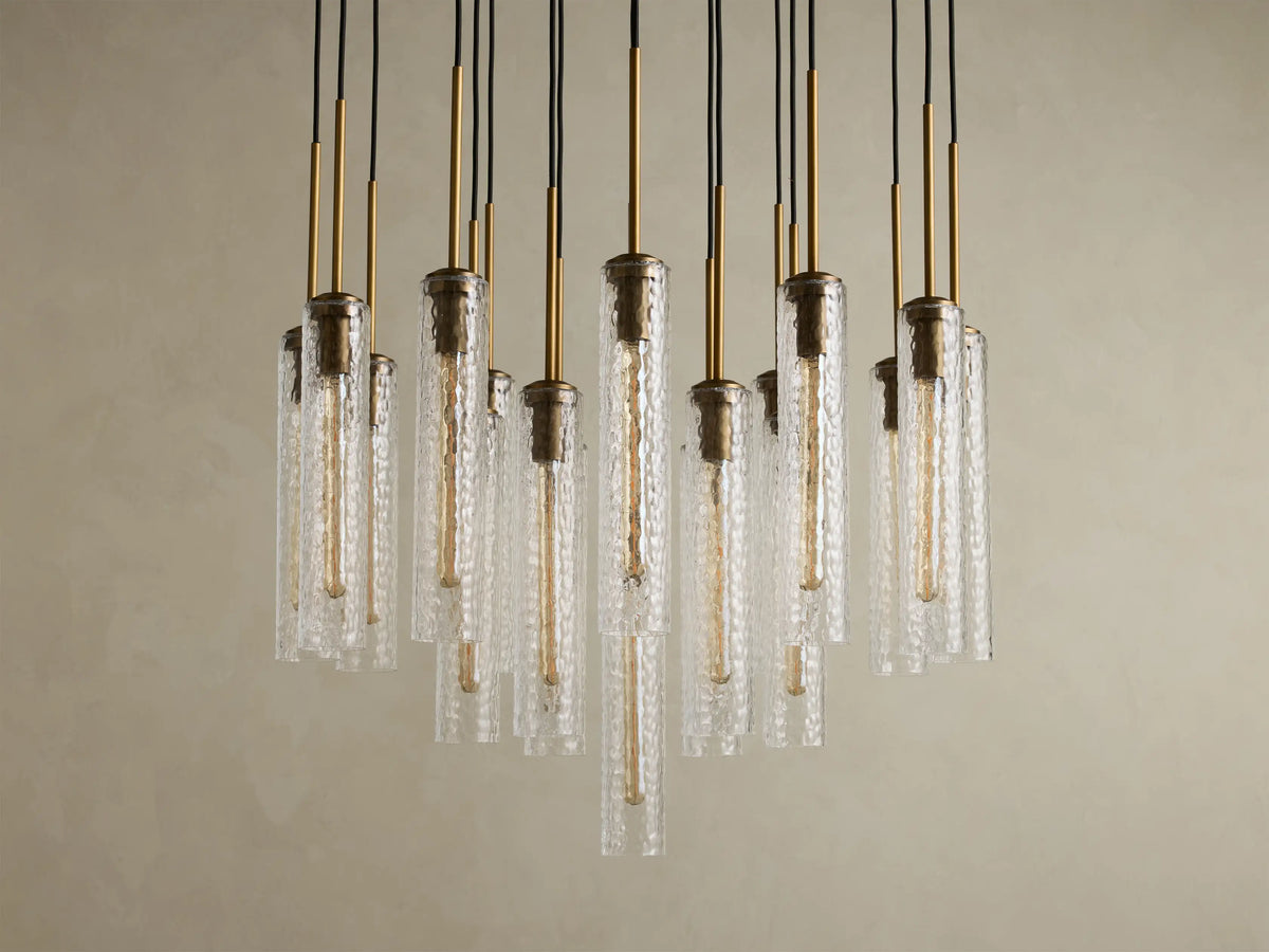 Colleena 36" Round Chandelier with Hammered Glass in Brass (3 of 4)