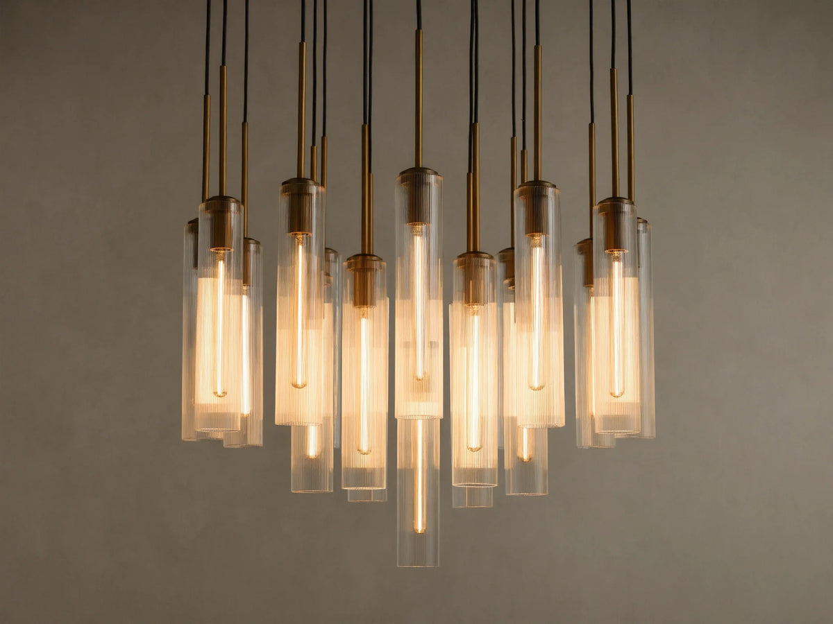 Colleena 36" Round Chandelier with Fluted Glass in Brass (1 of 4)