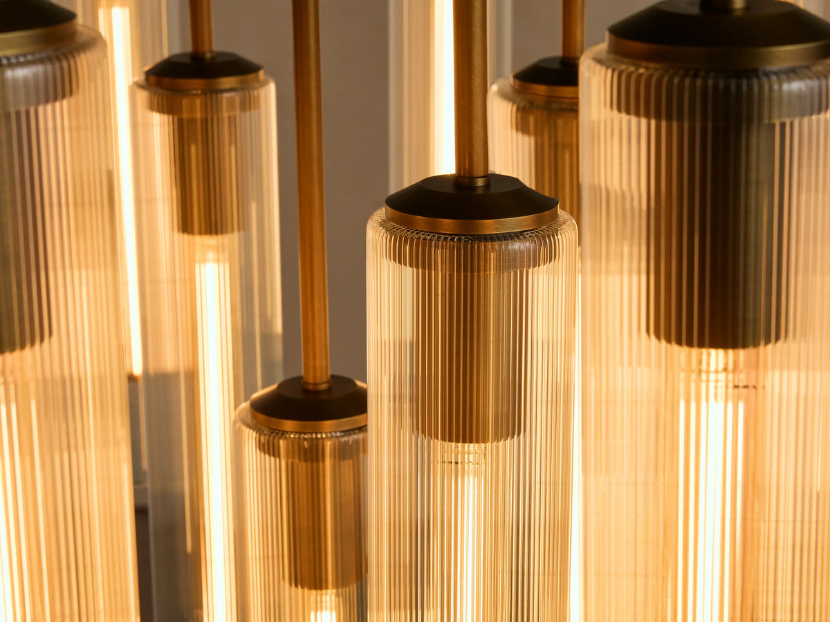 Colleena 36" Round Chandelier with Fluted Glass in Brass (3 of 4)