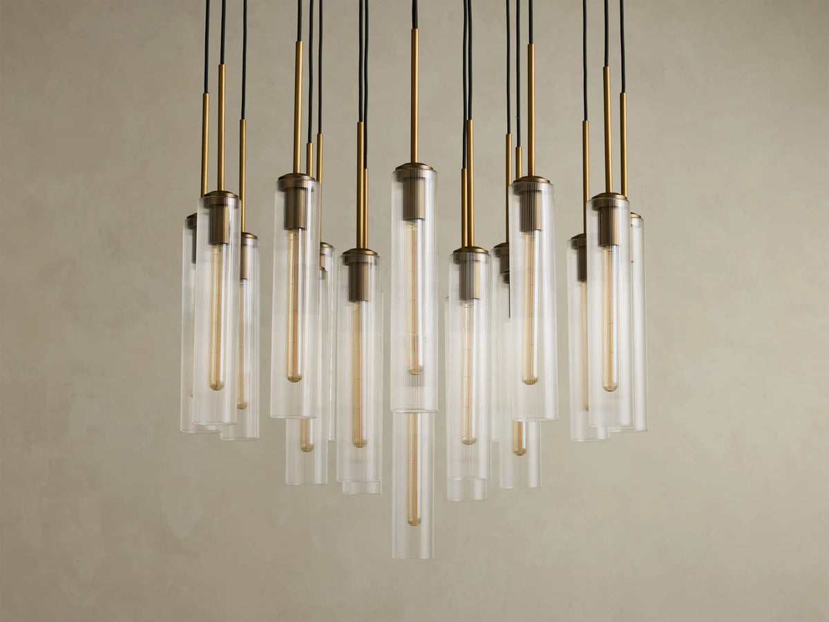 Colleena 36" Round Chandelier with Fluted Glass in Brass (1 of 4)