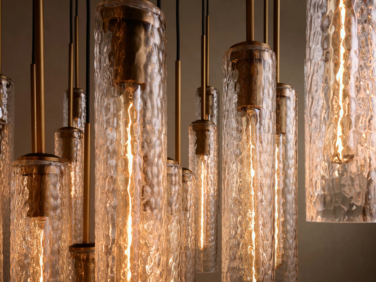 Colleena 48" Round Chandelier with Hammered Glass in Brass (3 of 4)