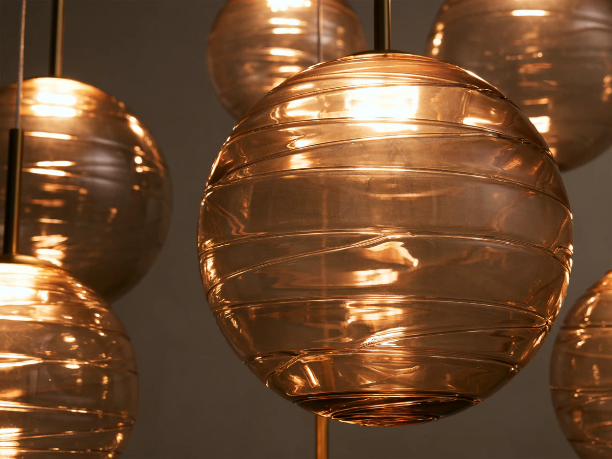 Casen 34" Round Chandelier in Brass with Brown Sugar Globes (2 of 4)