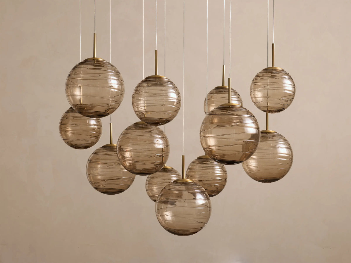 Casen 43" Round Chandelier in Brass with Brown Sugar Globes (4 of 4)