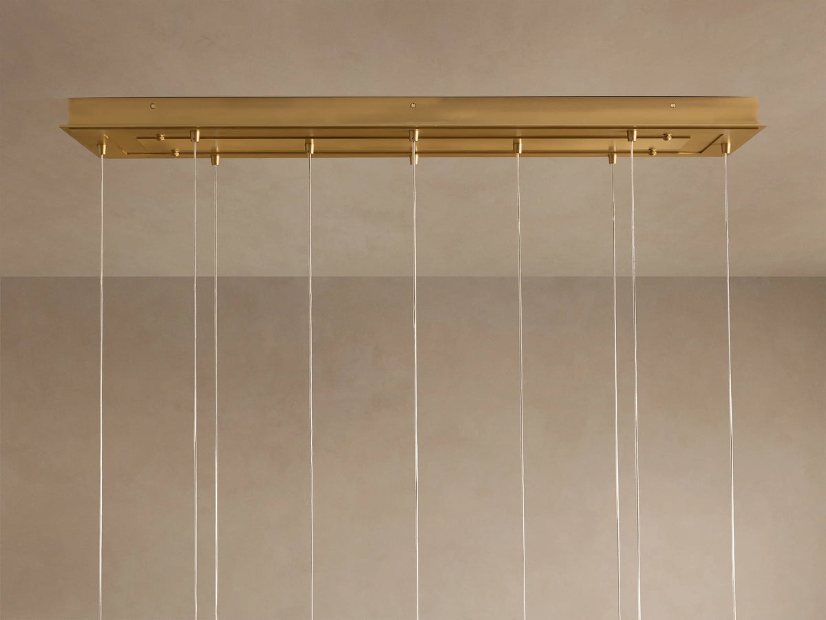 Casen 65" Linear Chandelier in Brass with Brown Sugar Globes (2 of 4)