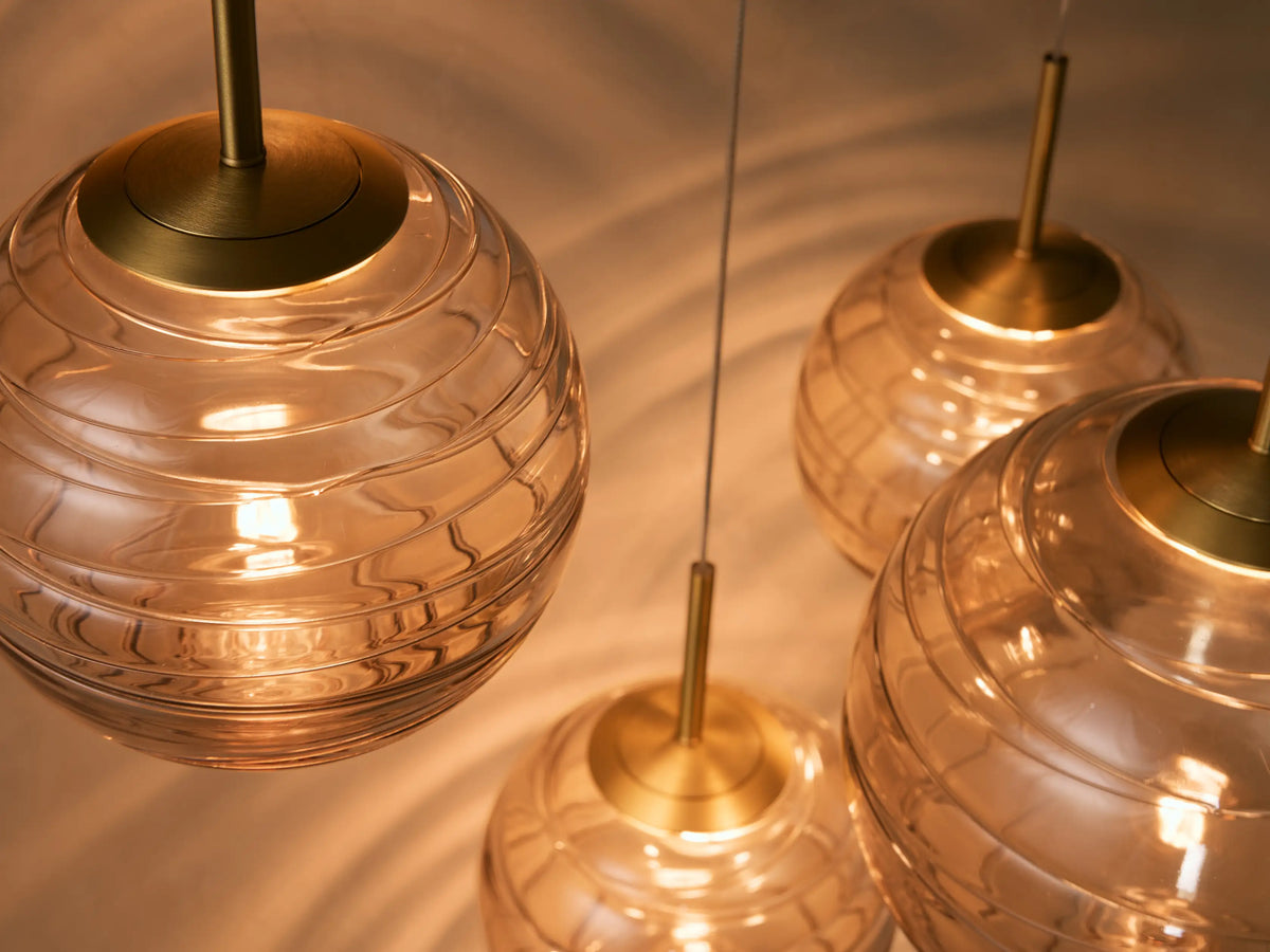 Casen 28" Round Chandelier in Brass with Brown Sugar Globes (2 of 4)