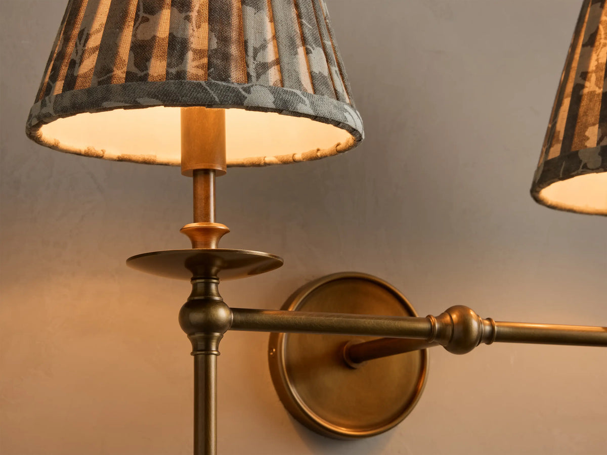 Winslow 2 Light Wall Sconce in Brass with Green Shade (1 of 3)