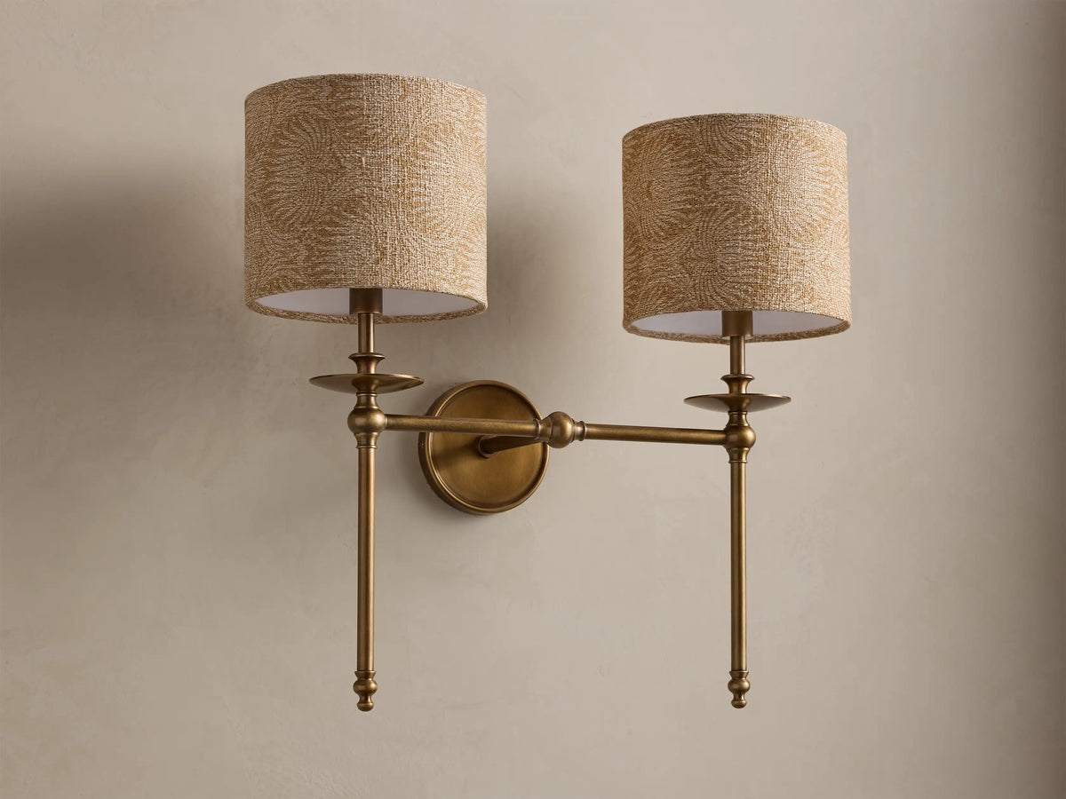 Winslow 2 Light Wall Sconce in Brass with Orange Shade (1 of 3)