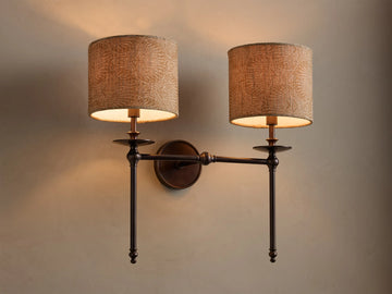Winslow 2 Light Wall Sconce in Bronze with Orange Shade (1 of 3)