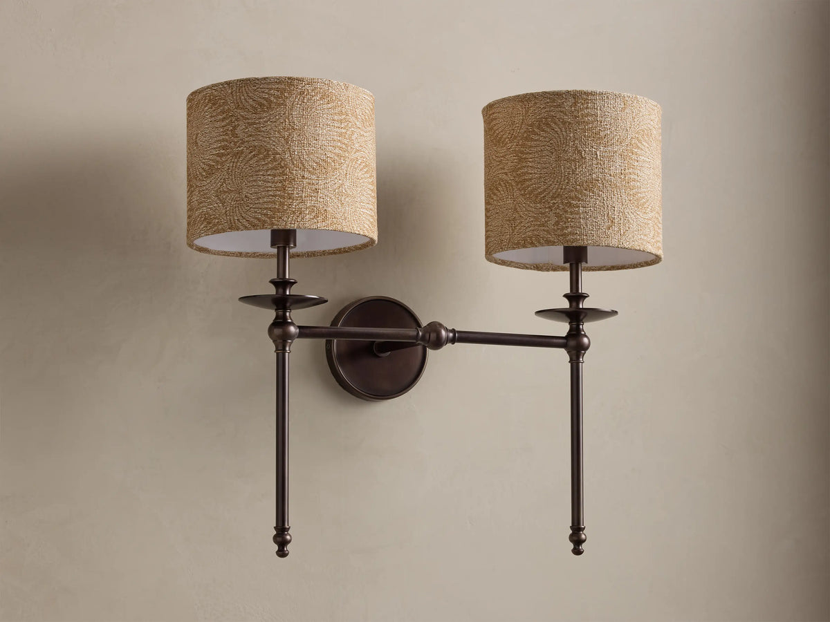 Winslow 2 Light Wall Sconce in Bronze with Orange Shade (2 of 3)