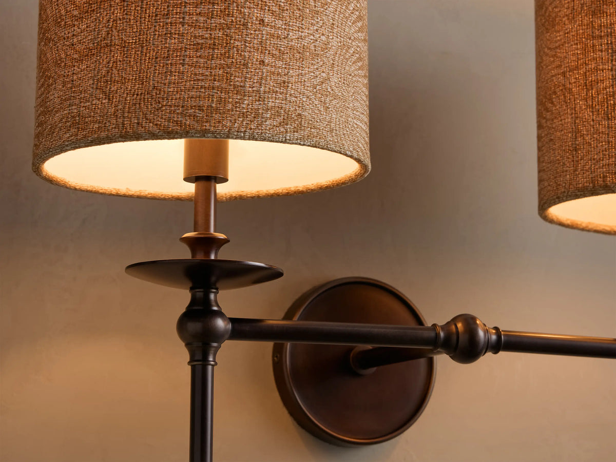 Winslow 2 Light Wall Sconce in Bronze with Orange Shade (1 of 3)