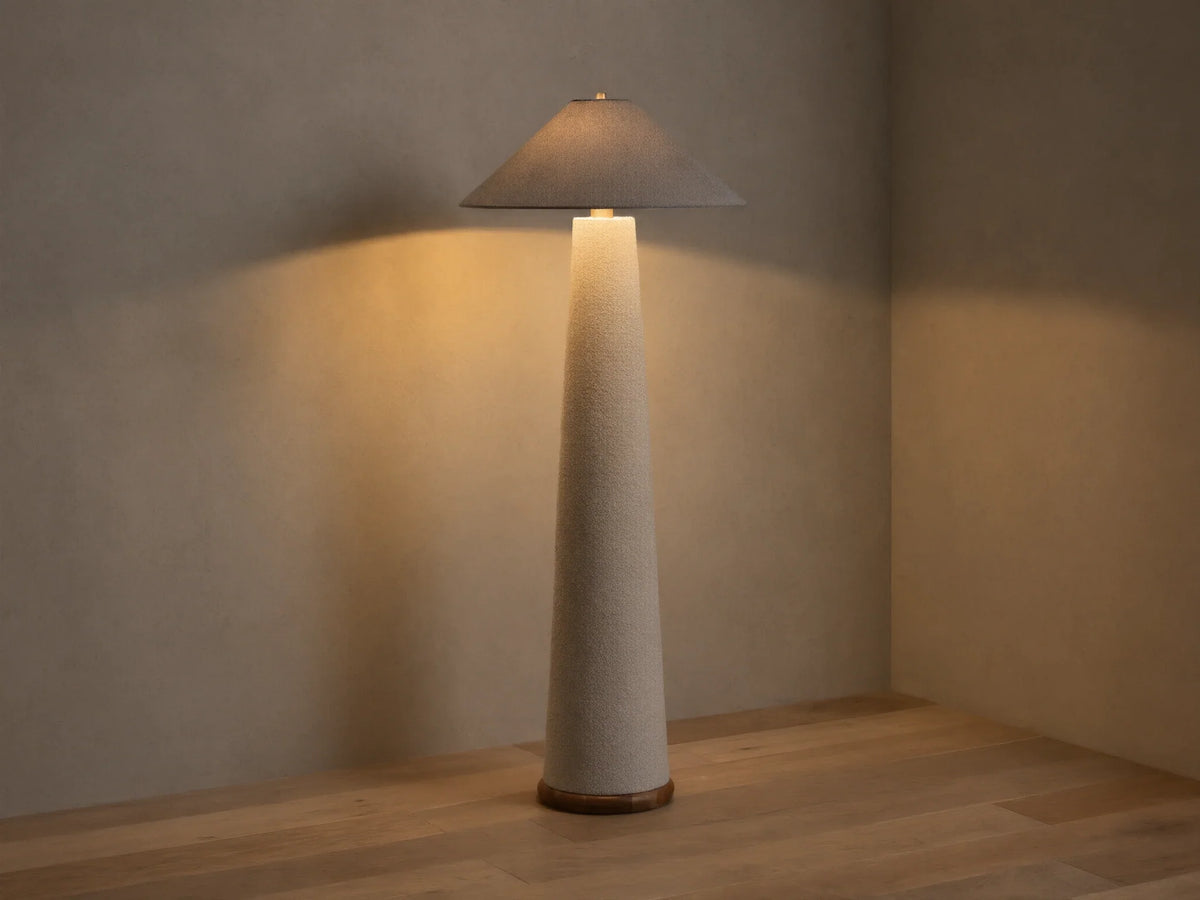 Ombra Floor Lamp in White Boucle (1 of 3)