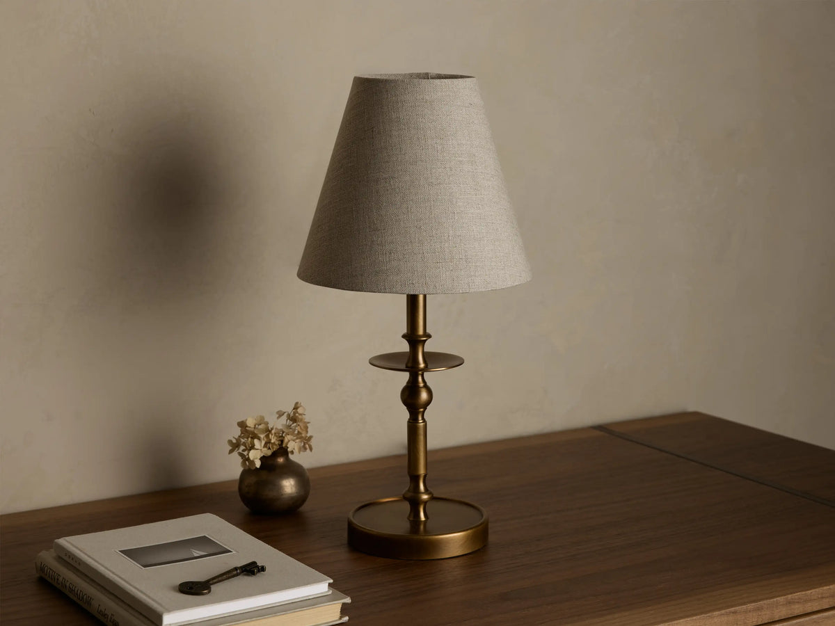 Winslow Accent Table Lamp in Brass with Flax Shade (3 of 3)