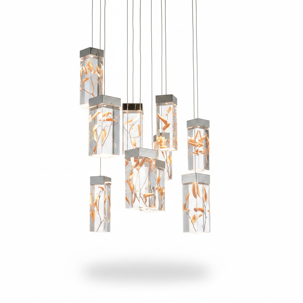 Dining Room Rainfall Square Glass Chandelier