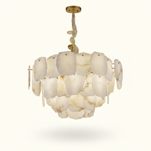 Alabaster & Brass Chandelier for Dining Room Elegance