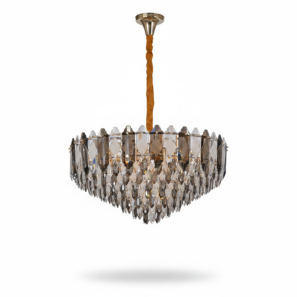 Scandinavian K9 Optical Glass Chandelier for Dining Room