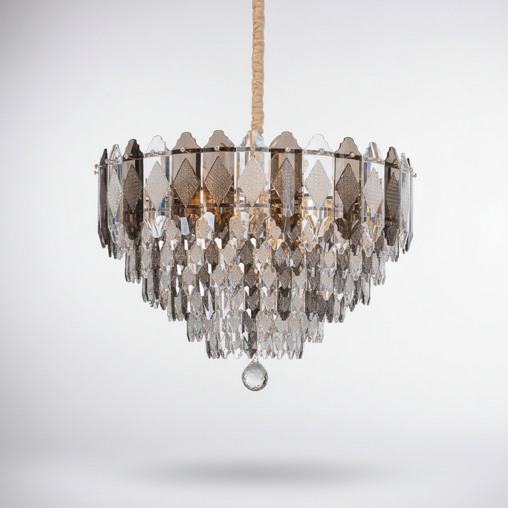 Scandinavian K9 Optical Glass Chandelier for Dining Room