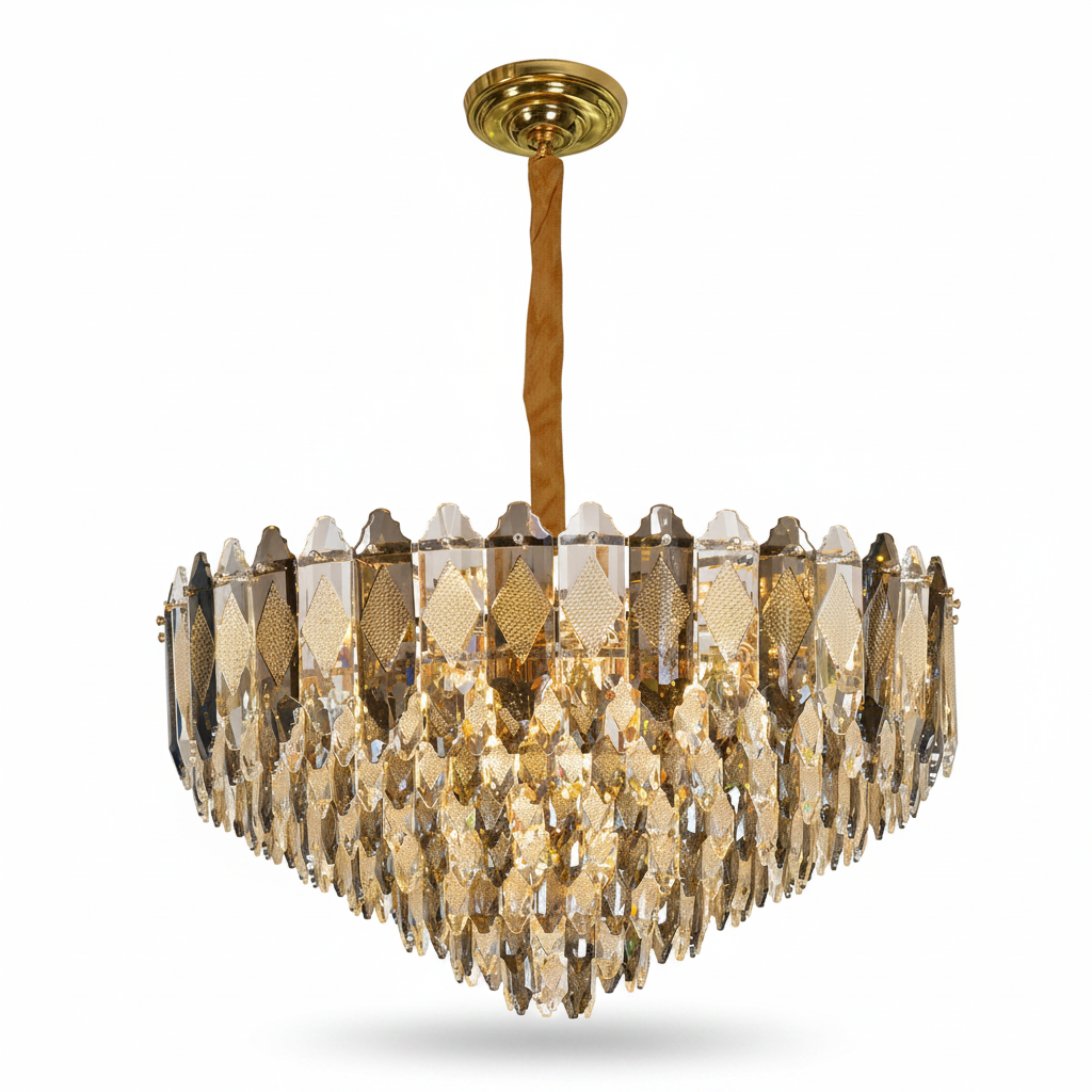 Scandinavian K9 Optical Glass Chandelier for Dining Room